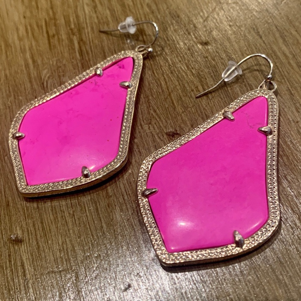 Kendra Scott Gold Alex Earrings, Magenta Pink